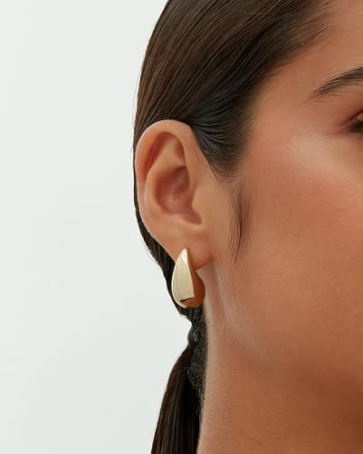 14K Gold Plated 925 Sterling Silver Post Teardrop Chunky Hoop Earrings - Lightweight Drop Earrings for Women - Designer Dupe