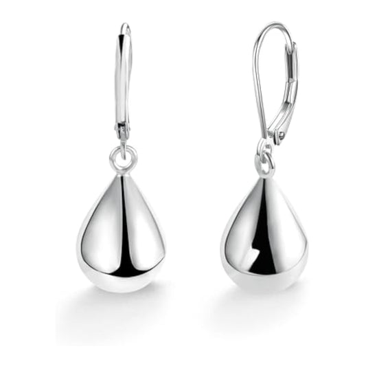 925 Sterling Silver Teardrop Leverback Earrings for Women Girls Waterdrop Tear Drop Dangle Earrings Jewelry Hypoallergenic Silver Teardrop Leverback Dangle Earring for Women