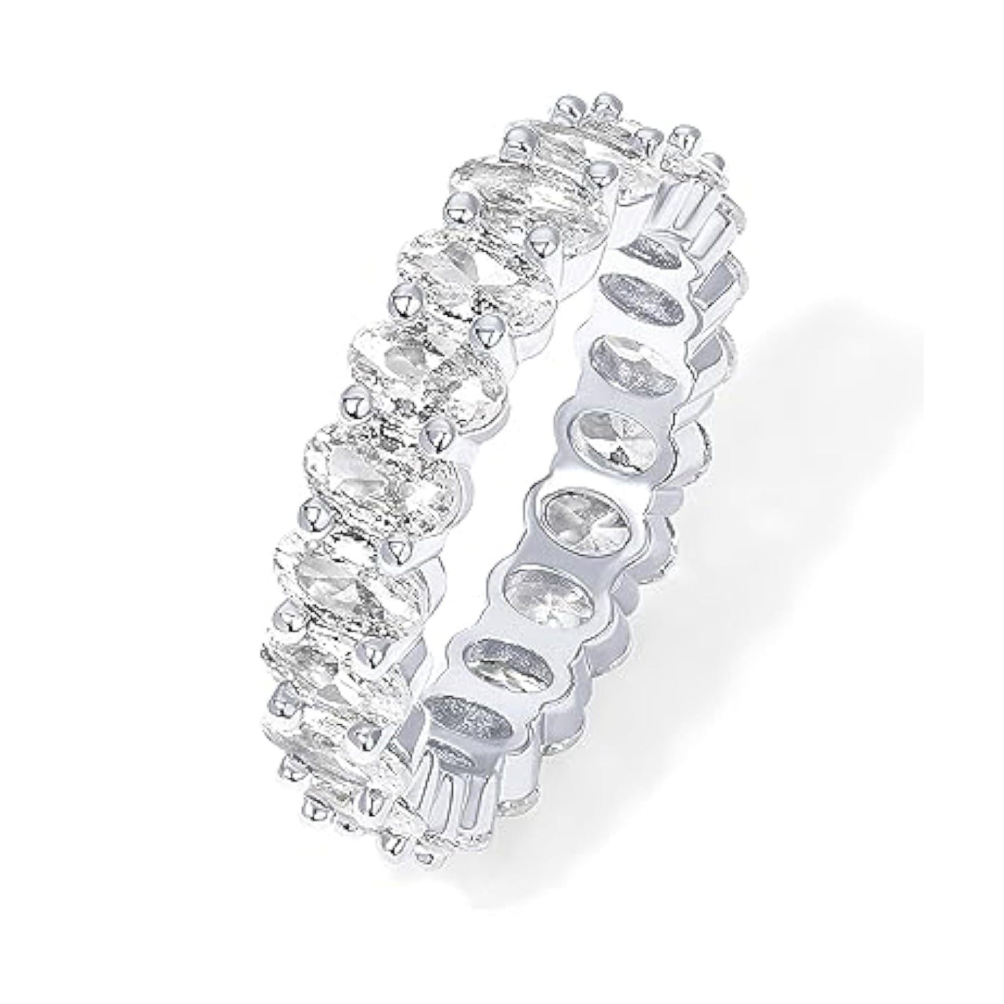 14K Gold Plated Rings - Oval Cubic Zirconia Love Ring and Eternity Ring - 5mm Stackable for Women