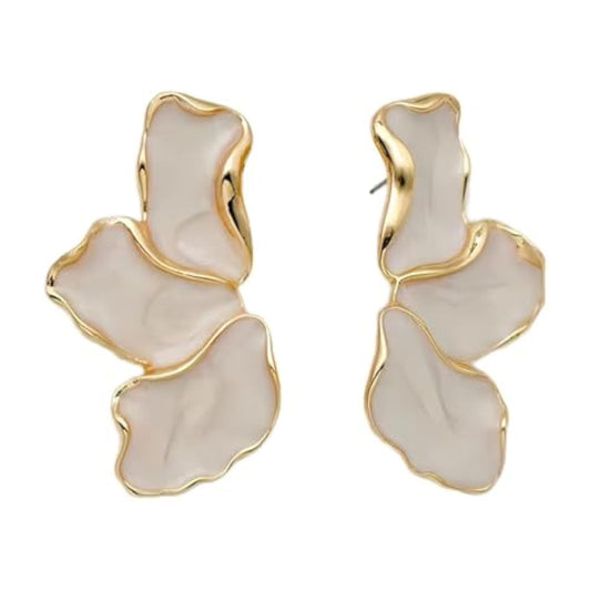 Irregular Petal Earring For Women Stainless Steel Unique Statement Flower Dangle Earrings Trendy Jewelry Gift