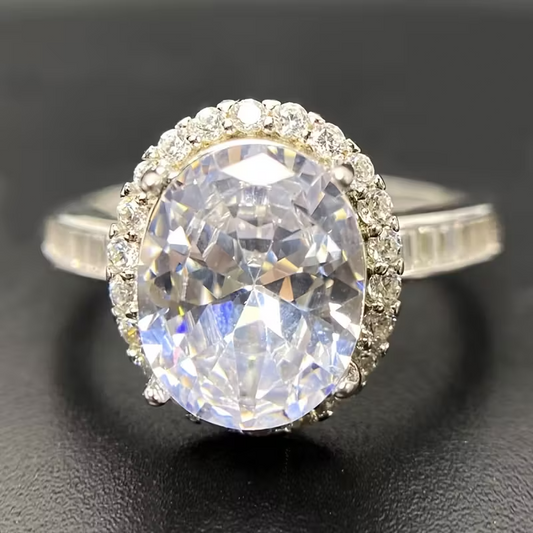 Elegant 925 Silver Wedding Band with 8x10 Cubic Zirconia