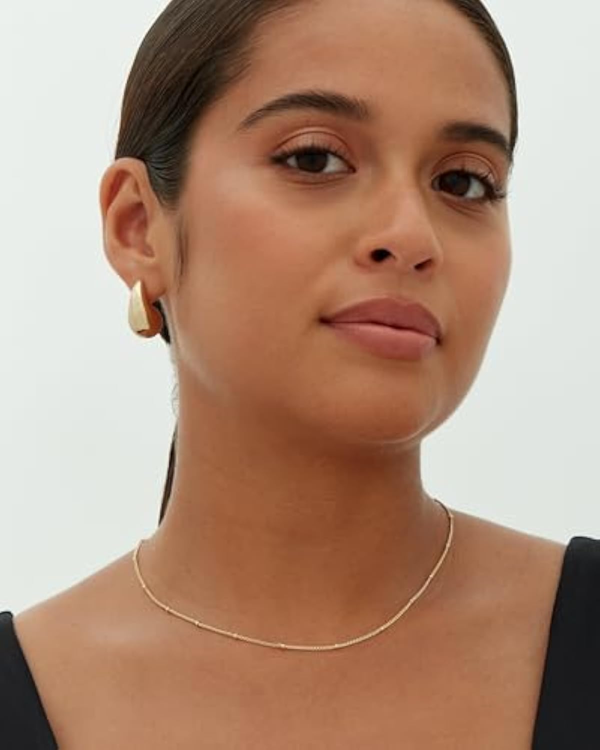14K Gold Plated 925 Sterling Silver Post Teardrop Chunky Hoop Earrings - Lightweight Drop Earrings for Women - Designer Dupe